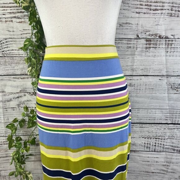 Liz Claiborne Skirt size Large Blue Purple Striped Jersey Straight Pencil Knee - Picture 3 of 12